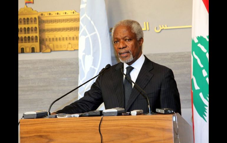 El enviado conjunto de Naciones Unidas y la Liga Árabe, Kofi Annan, habló con la prensa en Beirut. NOTIMEX  /