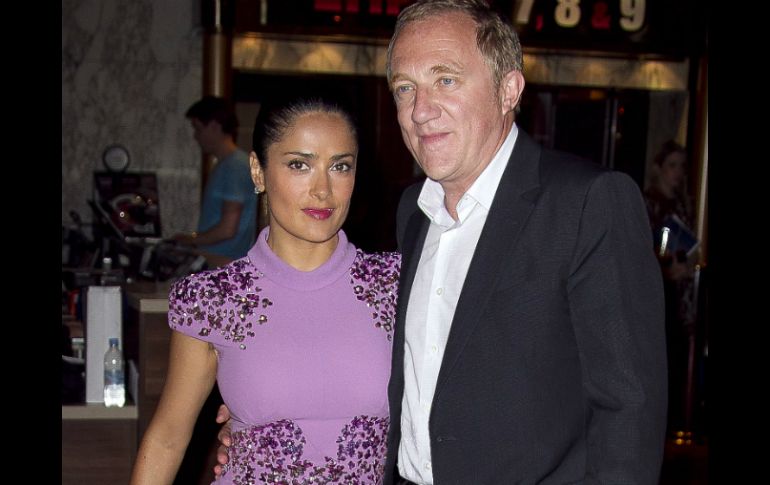 Salma y su marido durante la presentación de la película ''Prometheus''. AP  /