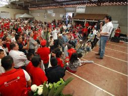 Aristóteles Sandoval, en su discurso de campaña en Atemajac de Brizuela. ESPECIAL  /