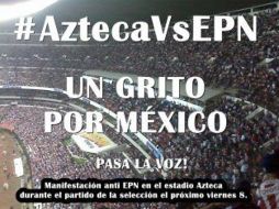 El grupo Generación 132 ha promovido una imagen del estadio Azteca y una leyenda en las redes sociales. ESPECIAL  /