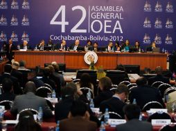 Miembros y delegados en sesión de la 42 Asamblea General de la Organización de los Estados Americanos. AP  /