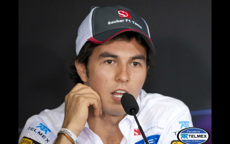 El piloto tapatío durante una rueda de prensa en el circuito de Montreal, Canadá. EFE  /