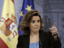 Soraya Sáenz de Santamaría, durante la rueda de prensa posterior a la reunión hoy del Consejo de Ministros. EFE  /