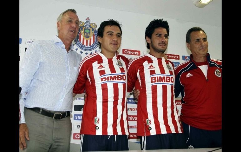 Johan Cruyff participó en la presentación de Luis Perez y Rafael Marquez Lugo. MEXSPORT  /