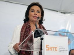 Elba Esther Gordillo en la clausura de los trabajos del Quinto Congreso Nacional de Educación. NOTIMEX  /