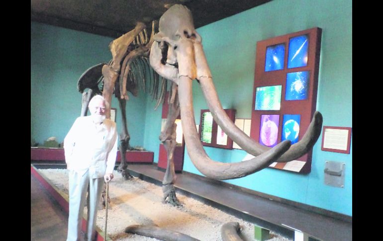 El mamut de Santa Catarina cumplió cinco décadas de haber sido encontrado. Otto Schöndube posa junto al esqueleto.  /