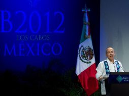 El presidente Felipe Calderón, durante la inauguración de la Cumbre de Negocios B-20. NTX  /