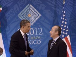 El Presidente Felipe Calderón agradeció de nueva cuenta a su homólogo estadounidense Barack Obama. AFP  /