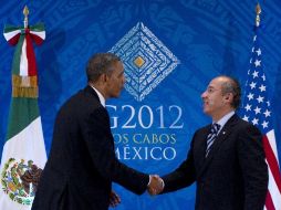 Los presidentes de México y EU, Felipe Calderón y Barack Obama, sostuvieron un encuentro privado para abordar temas bilaterales. AP  /