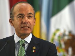 El Presidente Felipe Calderón durante la jornada final de la cumbre. AFP  /