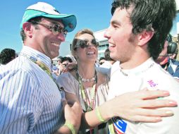Carlos Slim Domit y Sergio Pérez festejan el tercer lugar obtenido en Canadá. SAUBER MOTORSPORT  /