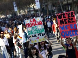 Escena de la marcha hecha hoy en Santiago. EFE  /