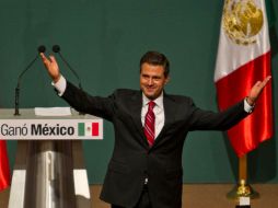 En el CEN del PRI, Peña Nieto agradece a los mexicanos por votar por un cambio con rumbo. AP  /