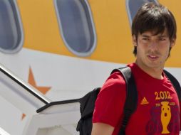 David Silva a su llegada al aeropuerto de Madrid desde Kiev, el pasado 2 de julio, tras ganar la Euro. AP  /