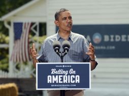 Obama se presentó en Ohio para divulgar su campaña denominada ''Apostando por Estados Unidos''. EFE  /