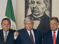 Jesús Zambrano, Andrés Manuel López Obrador y Ricardo Monreal. AFP  /