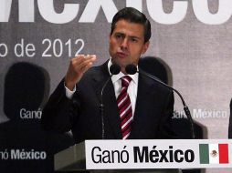 Al culminar el cómputo de la votación, el PRI agradece a los ciudadanos que con su voto dieron el triunfo a Enrique Peña Nieto. ARCHIVO  /