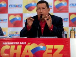 El mandatario en su primera rueda de prensa como ''candidato de la patria'' para las elecciones presidenciales. AP  /