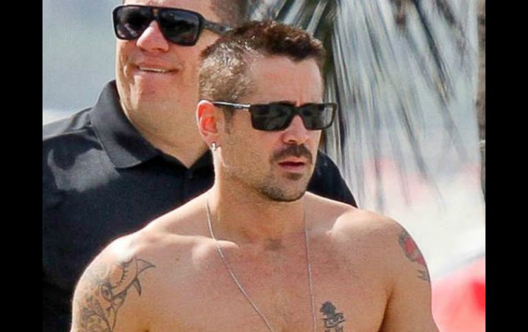 Sin camisa. Colin Farrell visita la ciudad brasileña para promocionar su más reciente película. ESPECIAL  /