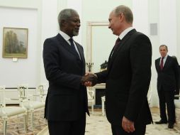 El presidente ruso, Vladimir Putin, expresó su apoyo al emisario Kofi Annan, para quien la situación en Siria es inaceptable. EFE  /