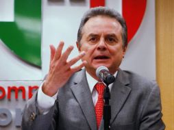 El presidente del tricolor, Pedro Joaquín Coldwell, durante la rueda de prensa en la que rechazó los actos ilícitos en los comicios.EFE  /