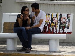 Orlano López. Banca en Avenida Chapultepec y José Guadalupe Zuno. Esmalte sobre metal, cuatro días de trabajo y en proceso.  /