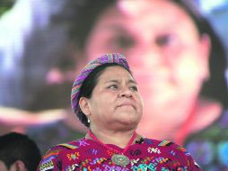 La visita. La Premio Nobel Rigoberta Menchú estuvo ayer en Puebla para dar una conferencia. AP  /