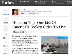 Houston, el primer puesto de la lista de los lugares más modernos y de moda para vivir, según una publicación de Forbes.com. ESPECIAL  /