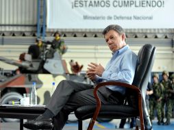 El presidente colombiano, Juan Manuel Santos, en la presentación de un balance de su gestión en materia de seguridad. EFE  /