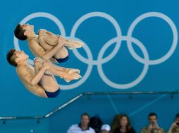 Los clavadistas tapatíos Iván García y Germán Sánchez obtuvieron la plata en la plataforma de 10 metros en Londres 2012. AFP  /
