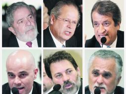 De izquierda a derecha, Lula da Silva, José Dirceu, Roberto Jefferson(abajo), Marcos Fernandes, Delubio Soares Y José Genoino. EFE  /