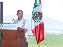 El Presidente de México, Felipe Calderón, durante la inauguración del Museo del Vino en Baja California. NTX  /