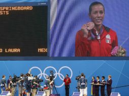 Durante la reunión, los diplomáticos fueron testigos de la conquista de la medalla de bronce de la clavadista Laura Sánchez. EFE  /