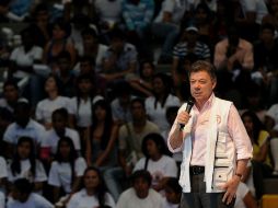El presidente colombiano, Juan Manuel Santos, durante una visita a la ciudad de Cali, Valle del Cauca, Colombia. EFE  /