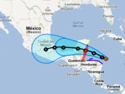 Trayectoria prevista para ''Ernesto'' en los próximos cinco días, según el Centro Nacional de Huracanes en EU. ESPECIAL  /