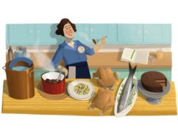 Un doodle que empieza por la sopa y termina en el postre, recordando a Julia Child. ESPECIAL  /