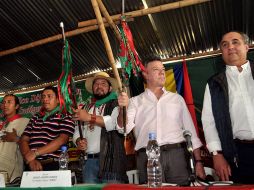 Los indígenas del Cauca se reunieron hoy con el presidente colombiano, Juan Manuel Santos. EFE  /