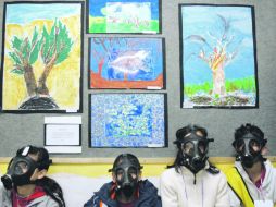Foto de archivo de un simulacro en una escuela de la ciudad de Lod,  ante un eventual ataque con misiles químicos. AP  /