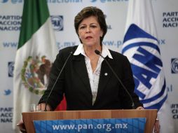 Cecilia Romero, secretaria general del PAN, en conferencia de prensa hoy. NTX  /