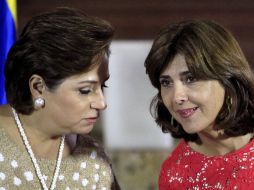 Las cancilleres Patricia Espinosa y María Ángela Holguín dialogaron sobre temas de interés mutuo en la agenda bilateral. EFE  /