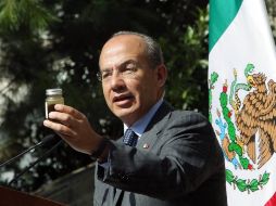 El Presidente Felipe Calderón hizo el anuncio del descubrimiento. EFE  /