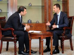 El presidente sirio, Bashar al Assad en entrevista con la cadena de televisión siria Al Dunia. EFE  /