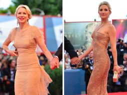 Ambas actrices lucieron vestidos en tonos similares. AFP  /