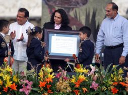 La directora de Conaculta, homenajeó la cultura de Jalisco con unas palabras para después entregar el reconocimiento.  /