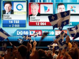 Simpatizantes del Partido Quebequés celebran el resultado de las elecciones. REUTERS  /