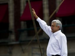 López Obrador participó este domingo en un mitin en el Zócalo, para dar inicio a su campaña de desobediencia civil. AFP  /
