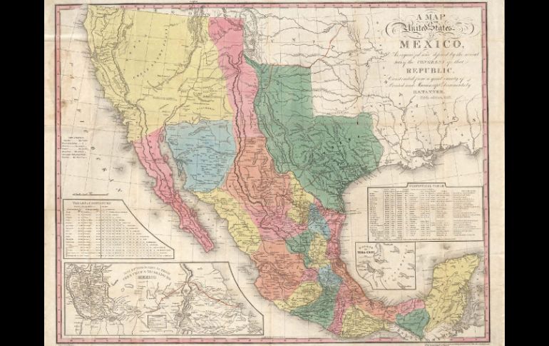Mapa de 1847 que muestra el territorio del México independiente. ESPECIAL  /
