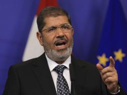 El presidente de Egipto, Mohamed Mursi, durante una conferencia de prensa. EFE  /