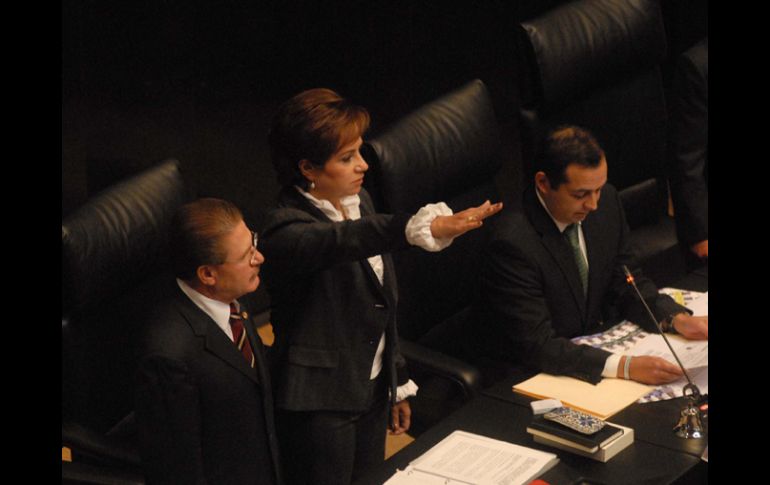 Patricia Espinosa compareció ante senadores, en el marco del Sexto Informe de Gobierno del presidente Felipe Calderón. NOTIMEX  /
