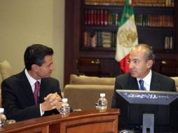 Felipe Calderón y Enrique Peña Nieto se reunieron en privado en la Residencia de Los Pinos. EL UNIVERSAL -PRESIDENCIA  /
